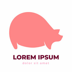 Cute Pink Pig Logo Icon