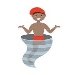 Saci Perere, personagem do folclore brasileiro, com um furac&atilde;o