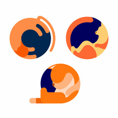 Circle Cat Logo Icon Symbol Set