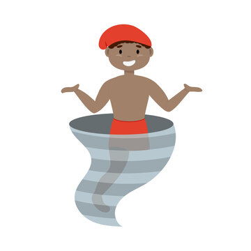 Saci Perere, personagem do folclore brasileiro, com um furac&atilde;o