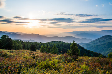 sunset in the mountains