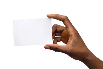 Black Female Hand Holding White Card - 452771424