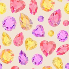 Vector seamless pattern with pastel gem stones