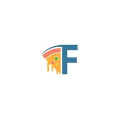Letter F with pizza icon logo vector