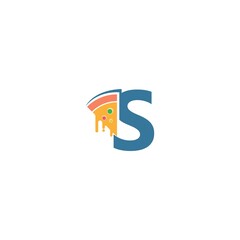 Letter S with pizza icon logo vector