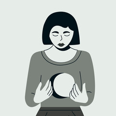 Woman suffering from mental disorder trendy flat illustration. Emptiness, social alienation banner design. BPD, Boredom, nihilism background. Depression, loneliness, anhedonia, despair