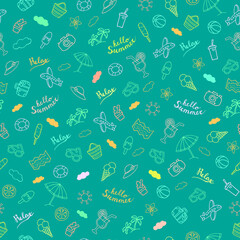 Seamless summer pattern on the theme of weekends, seaside holidays, vacations.