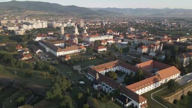 Alba Carolina Citadel, drone view revealing fortress layout; Alba Iulia, Romania