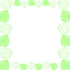Seamless spring pattern and frames with tropical leaves, flowers and plants. Vector illustration.