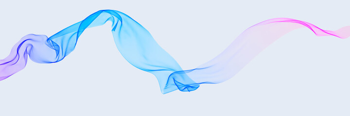 Wide veil movement, dynamic cloth gradient color, abstract fabric background 3d rendering
