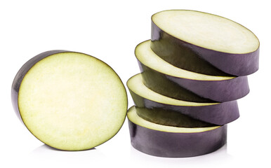 slices of eggplant isolated on white background