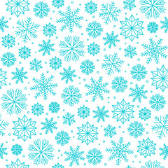 Seamless winter patterns on the theme of Christmas and New Year from multi-colored snowflakes.