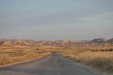 Bardenas Reales desert at sunset