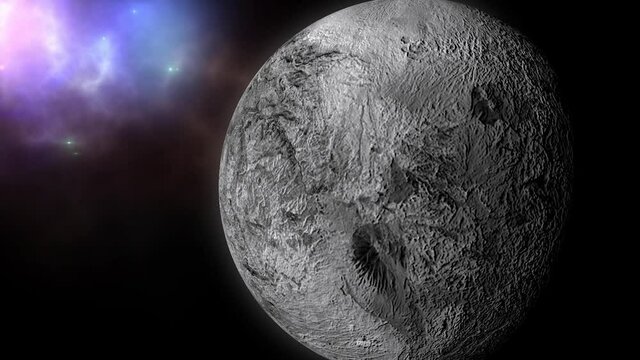 planet eris with nebula clouds background in space
