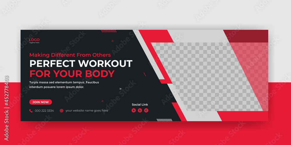 Wall mural fitness gym sports facebook cover banner template instagram social media web banner post