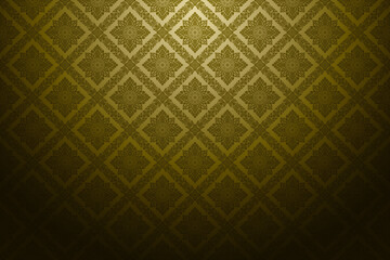 Fototapeta na wymiar Thai art pattern background retro antique style. Luxurious golden square shape. Arranged in alternate zigzag lines. Decorative design elements for textile, tile, poster, wall. Vector illustration.