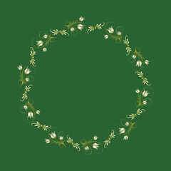 Floral frame on green background