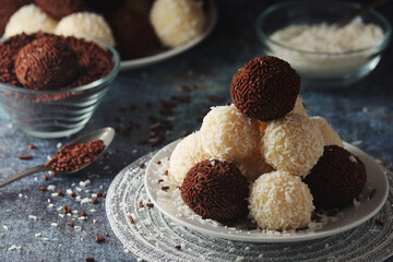 Beijinho and Brigadeiro sweets - national cuisine of Brazil