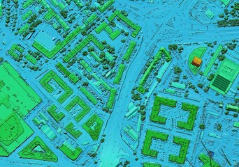 Digital elevation model. GIS product made after proccesing aerial pictures taken from a drone. It...