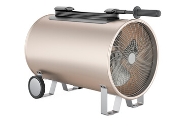 Industrial fan heater, electric floor heat gun. 3D rendering