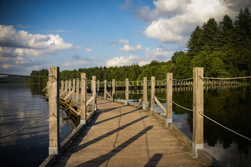 pontoon on the lake of settons in morvan