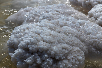 white salt of Lake Baskunchak in the Astrakhan region in Russia