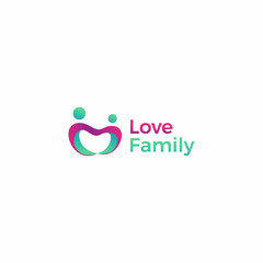 Family with heart shape logo.