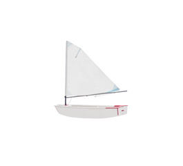 Small sailboat for child isolated on white background. Yacht for sailing and racing