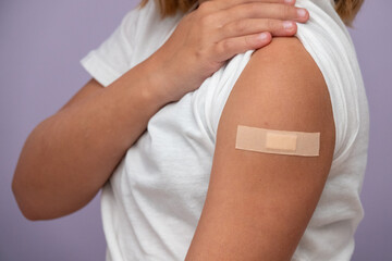 Children receiving vaccine at out side of the thigh.Children vaccine. Covid