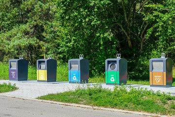 new waste sorting containers on the city street