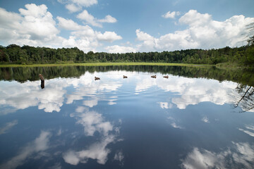 reflection of clouds in lake, Poland