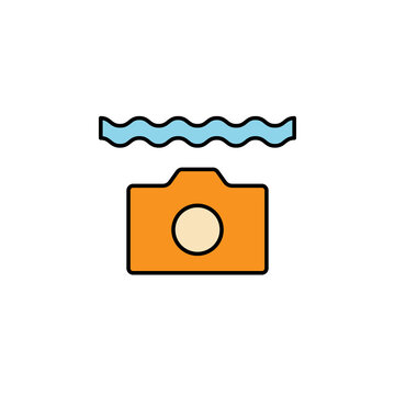 camera, underwater, diving line colored icon. Signs, symbols can be used for web, logo, mobile app, UI, UX