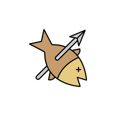 divers, spear, underwater, fishing line colored icon. Signs, symbols can be used for web, logo, mobile app, UI, UX