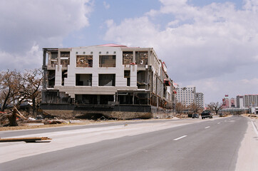 Grand Casino barge floated across the road by Hurricane  Katrina surge