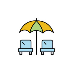beach, summer, sunbeam, sun umbrella, vacations line colored icon. Signs, symbols can be used for web, logo, mobile app, UI, UX