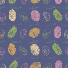 Vector purple lotus seamless pattern background. Perfect for fabric, scrapbooking, sewing, crafting and wallpaper projects.