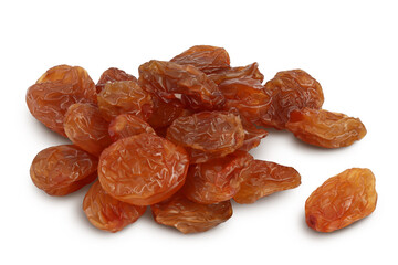 brown raisin isolated on white background with clipping path and full depth of field