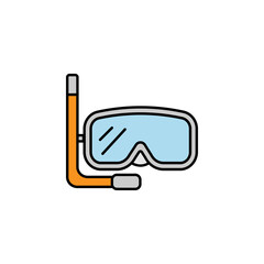 snorkeling, diving mask, sports and competition, dive line colored icon. Signs, symbols can be used for web, logo, mobile app, UI, UX