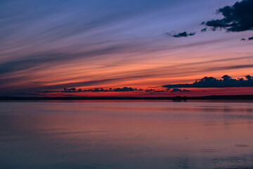 Colorful sunset over the Minsk sea, Belarus