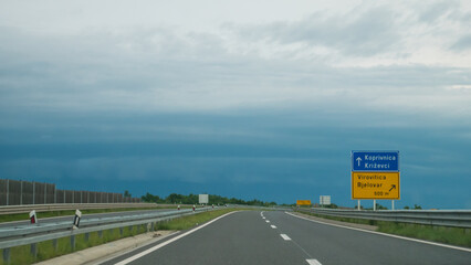 Road signpost Koprivnica, Križevci, Virovitica, Bjelovar