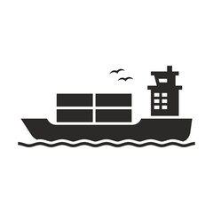 Obraz premium Cargo ship icon. Vector icon isolated on white background.