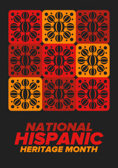 National Hispanic Heritage Month in September and October. Hispanic and Latino Americans culture. Celebrate annual in United States. Poster, card, banner and background. Vector illustration