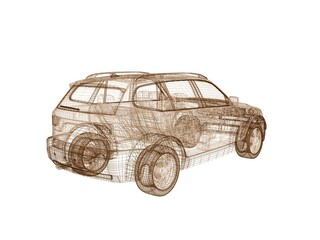 Fototapeta premium 3d car model on a black background.