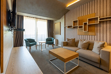 Fototapeta na wymiar Interior of a modern hotel living room