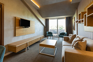 Interior of a modern hotel living room