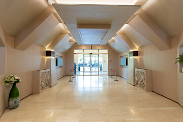 Marble floor in hotel entrance interior