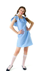 Full length portrait of girl in polka dot dress