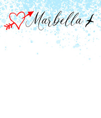 Marbella in modern style. Simple logo for souvenirs