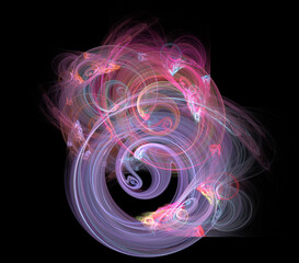 Abstract fractal design. Swirl of colorful glowing lines.