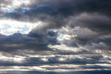 Sky covered with gray storm clouds, cumulonimbus